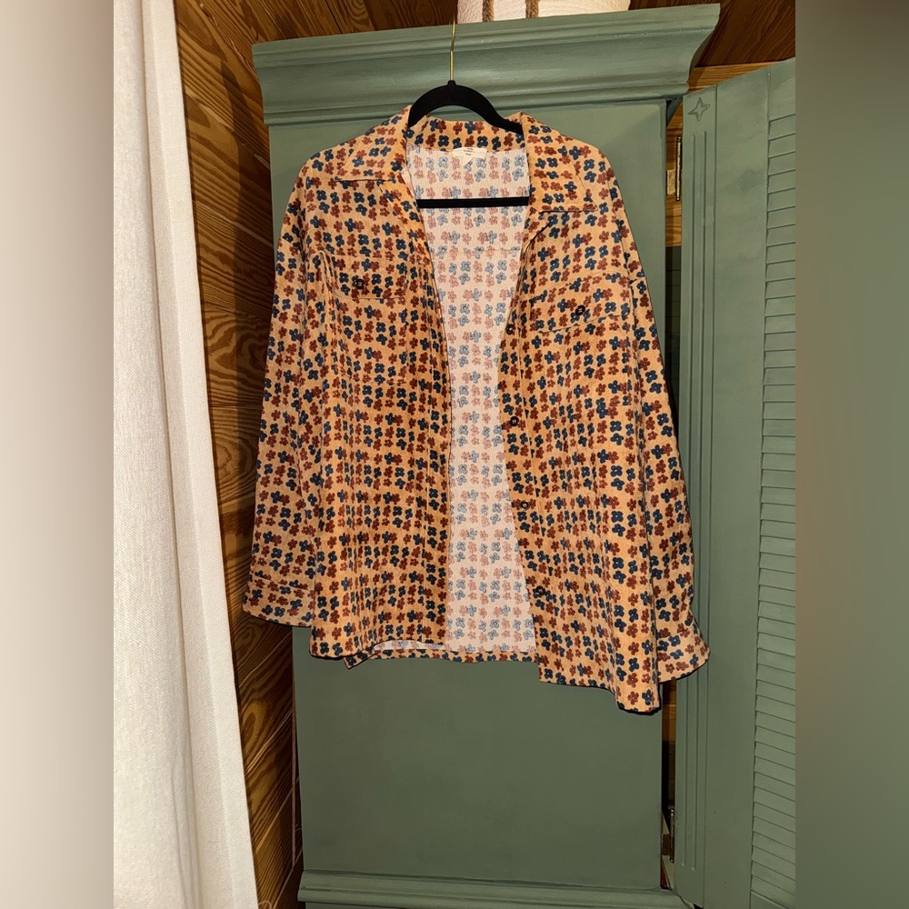 Entro NWOT Floral Corduroy Floral Retro Printed Shacket Jacket Size M